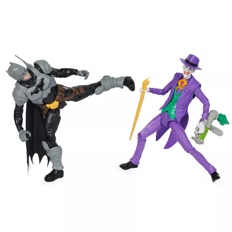 DC Comics, Batman Adventures, Batman vs The Joker actiefiguren-set, 2 figuren, 12 harnasaccessoires, 30,5 cm superheldenspeelgoed voor jongens en meisjes