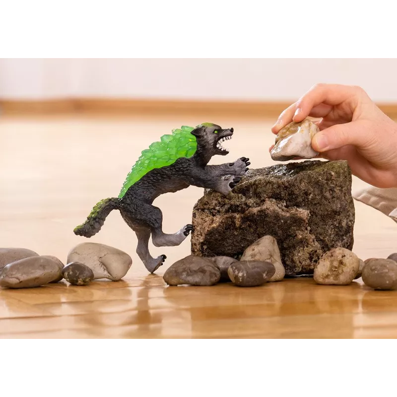 Figuur Schleich ELDRADOR CREATURES granietwolf model 70153, leeftijd 7+, groen/grijs