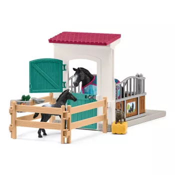 schleich HORSE CLUB paardenbox met merrie en veulen, paardenstal, paarden, 5 jaar, veelkleurig, kunststof