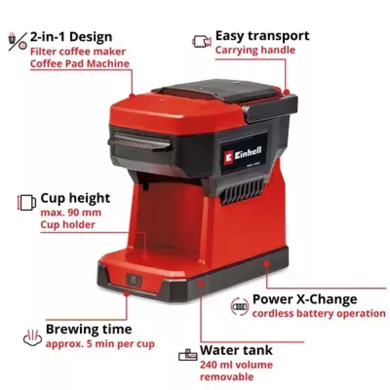 Filterkoffiezetapparaat Einhell 0,24 L TE-CF 18 Li-Solo