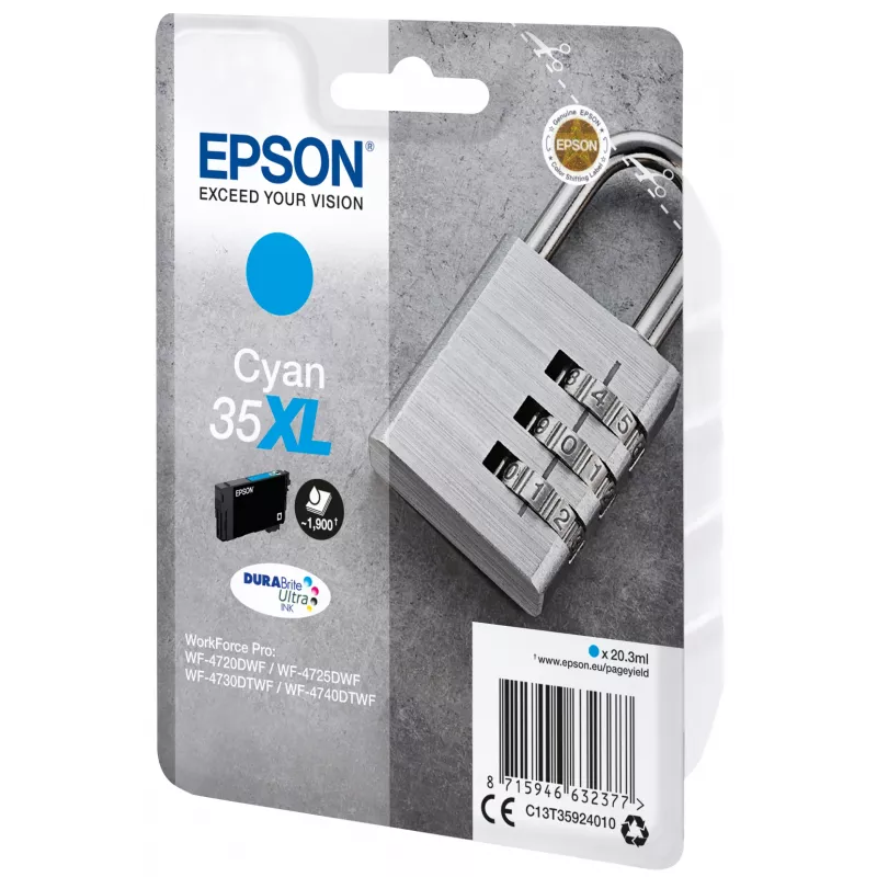 Cartridge Epson Padlock singlepack cyaan 35XL DURABrite Ultra Ink