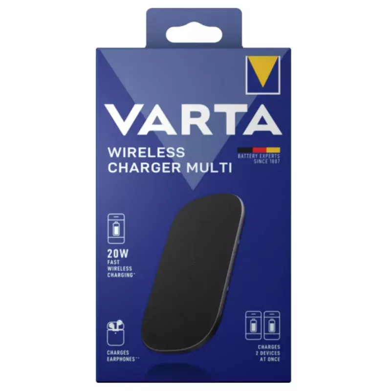 Draadloze oplader Varta Wireless Charger Multi binnen USB-snelladen zwart
