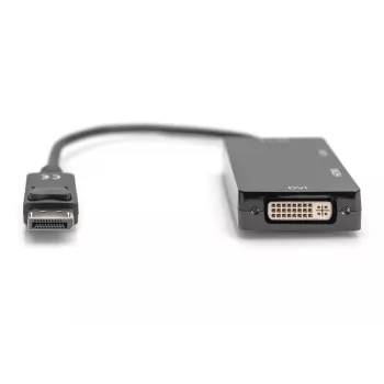 DIGITUS ASSMANN DisplayPort-adapterkabel, DP - HDMI+DVI+VGA M-F/F/F, 20 cm 3-in-1 multimediakabel, CE, zwart