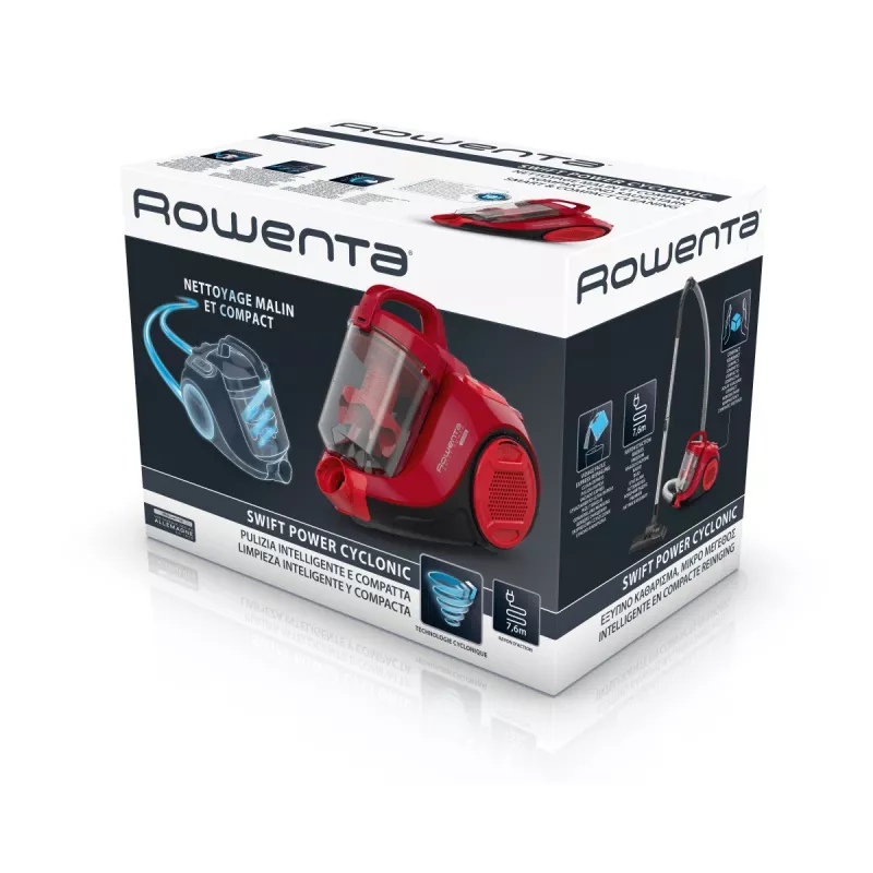 Rowenta Swift Power Cyclonic RO2913 zakloze stofzuiger, 3-traps filtratie, rood