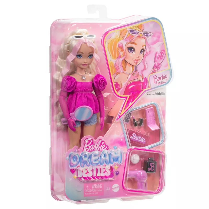 Barbie Dream Besties 'Malibu' modepop met 8 make-up- en haaraccessoires
