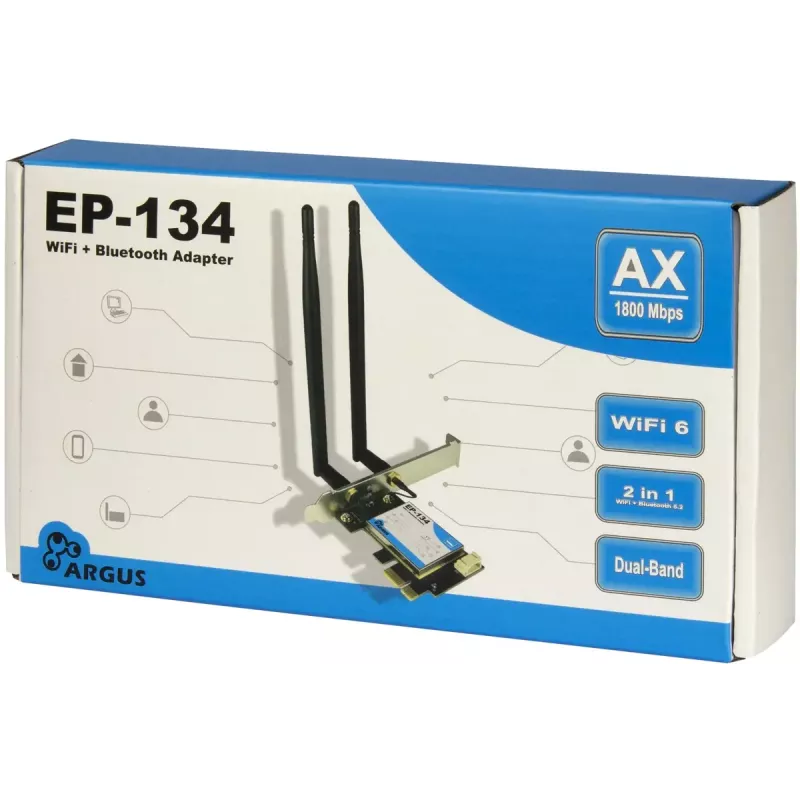 Inter-Tech Argus EP-134 interne WLAN-Bluetooth-adapter, 1800 Mbit/s