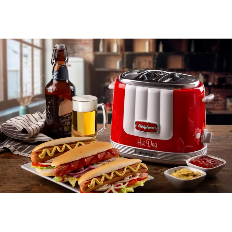 Ariete 206 Hot Dog Maker Party Time, 650W, sandwiches & hotdog, rood