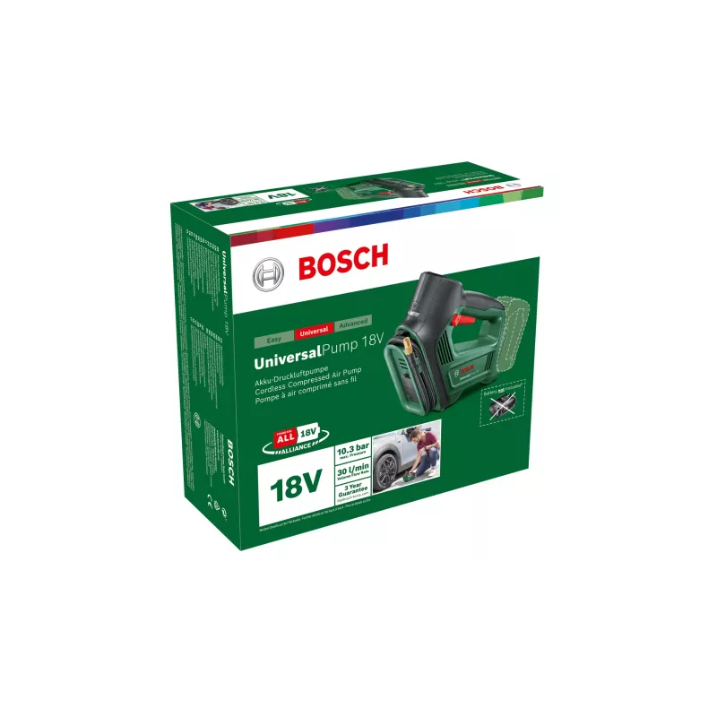 Bosch UniversalPump 18V 0603947100 accu-luchtpomp, max. 10 bar, zonder accu en lader, groen/zwart