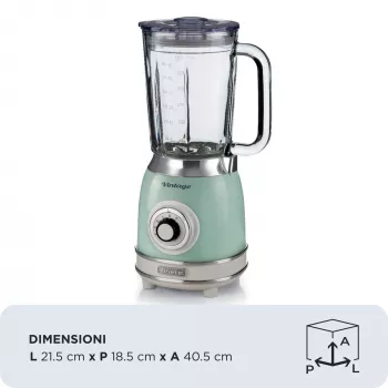 Ariete 583, vintage blender met 1,5 liter glazen kan, 4 roestvrijstalen messen, 4 snelheden + pulse, 1000 watt, groen