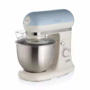 Ariete 1588 Vintage mixer, planetaire mixer voor brood, pizza, cake en gebak, inhoud 5,5 l, 7 snelheden, 2400 watt, pastelblauw