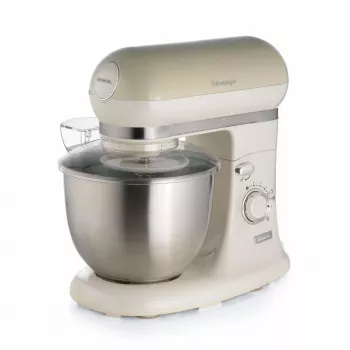 Ariete 1588 Vintage mixer, planetaire mixer voor brood, pizza, cake en gebak, inhoud 5,5 L, 7 snelheden, 2400 watt, pastelbeige