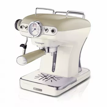 Ariete 1389 Vintage espressomachine - espressomachine voor gemalen koffie of ESE-pads, in pastelbeige kleur