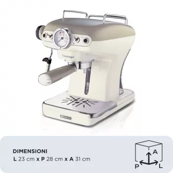 Ariete 1389 Vintage espressomachine - espressomachine voor gemalen koffie of ESE-pads, in pastelbeige kleur