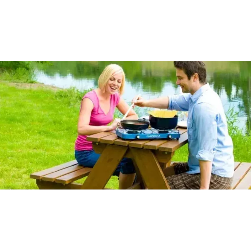 Campingkooktoestel Campingaz Base Camp 2 kookzones blauw