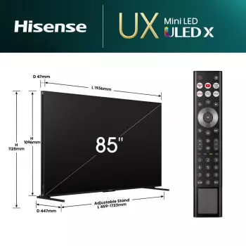 Hisense 85UXNQ 2,16 m (85 inch) 4K Ultra HD Smart TV Wi-Fi zwart, grijs 700 cd/m²