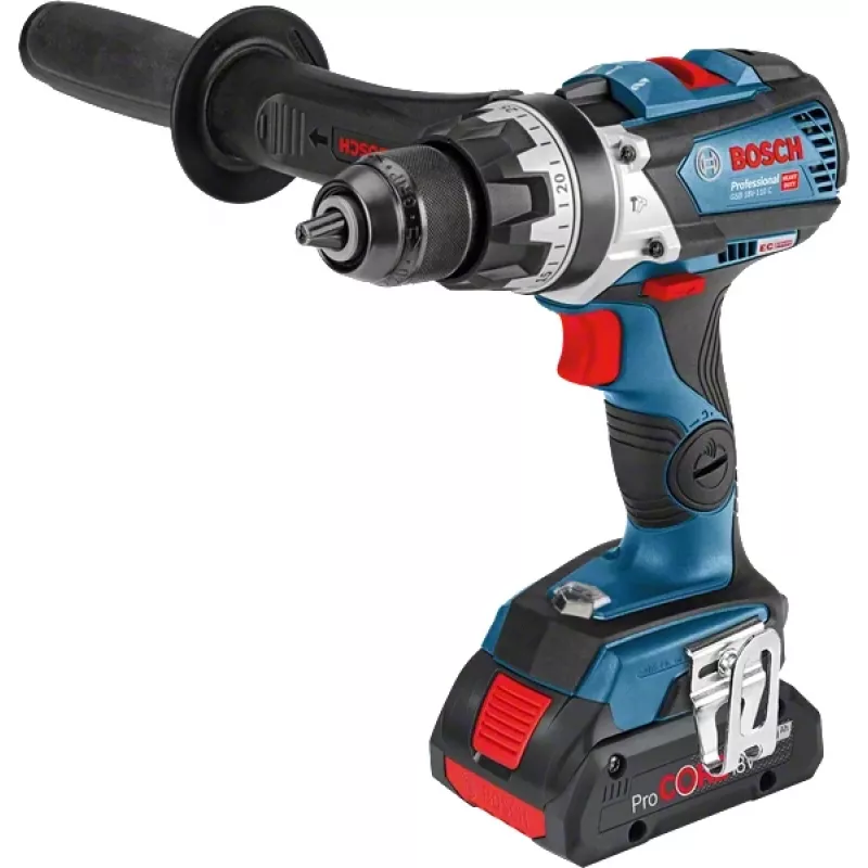 Bosch Professional GSB 18V-110 C accuklopboormachine, 18 V, 2100 tpm, 2x ProCORE18V 4,0 Ah, lader, L-BOXX, blauw/zwart