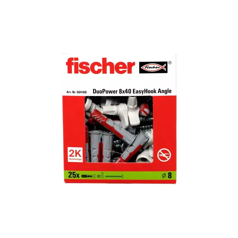 Schroefhaak- en pluggenset Fischer 564169 25 stuks kunststof 8 mm