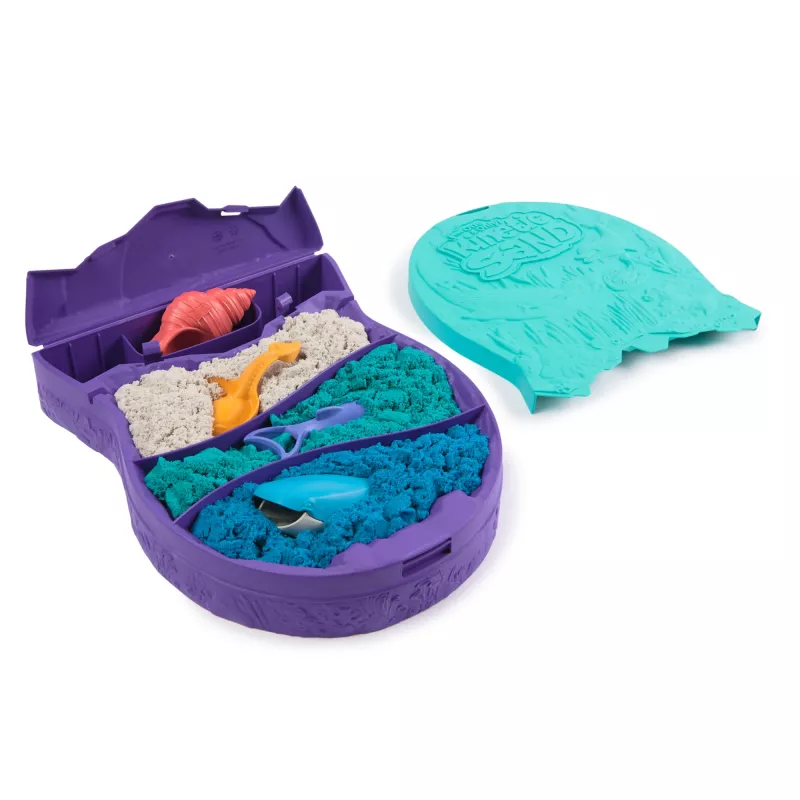 Kinder Kinetic Sand Spinmaster Project Planet Deep Sea — 680 g speelzand met zeebewoner-gereedschappen, meerkleurig