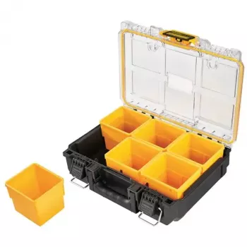 Gereedschapsopbergbox DeWALT ToughSystem 2.0 zwart transparant geel 6 vakken