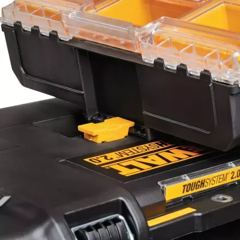 Gereedschapsopbergbox DeWALT ToughSystem 2.0 zwart transparant geel 6 vakken