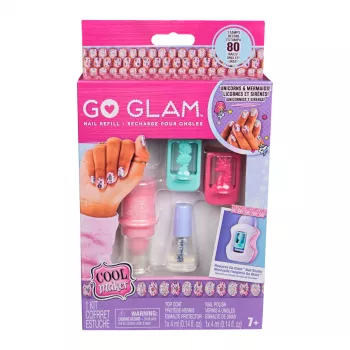 Cool Maker, GO GLAM nagelstudio-navulset, eenhoorn- & zeemeermin-designs, 80 nagels stylen (verpakking kan variëren), knutsel- en creatief speelgoed voor kinderen vanaf 7 jaar