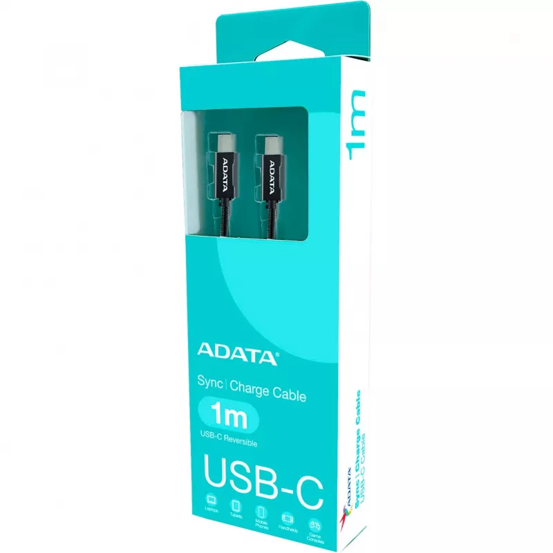 USB-C-naar-USB-C-kabel ADATA CACC-100PN-BK, USB 2.0, 1 m, zwart