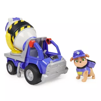 Rubble & Crew, Mix's betonmixer-speelgoedtruck met actiefiguur en beweegbare bouwonderdelen, speelgoed voor kinderen vanaf 3 jaar