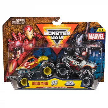 Monster Jam, Marvel Officiële Iron Man Vs. War Machine die-cast monstertrucks, schaal 1:64, speelgoed voor jongens en meisjes vanaf 3 jaar