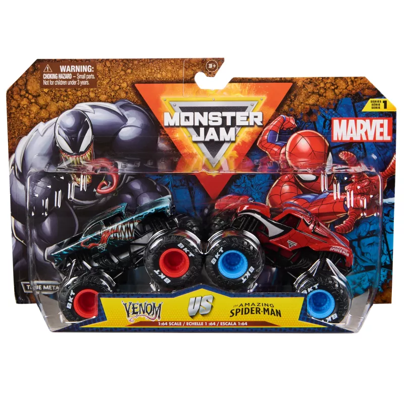 Monster Jam, Marvel Officiële Iron Man Vs. War Machine die-cast monstertrucks, schaal 1:64, speelgoed voor jongens en meisjes vanaf 3 jaar