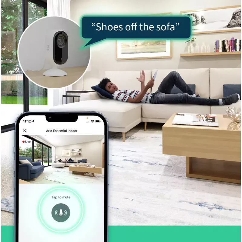 IP-beveiligingscamera Arlo Essential 2K Indoor Security Camera 2-pack draadloos binnen