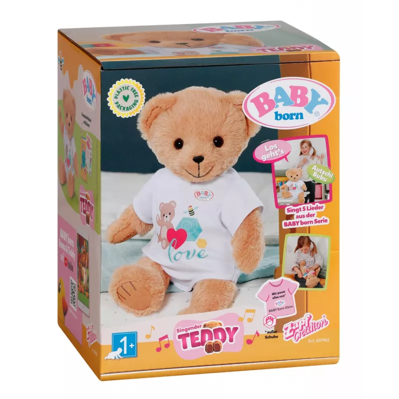 Knuffel zapf creation BABY born Singing Teddy 837962 — pluchen zingende teddybeer voor poppen