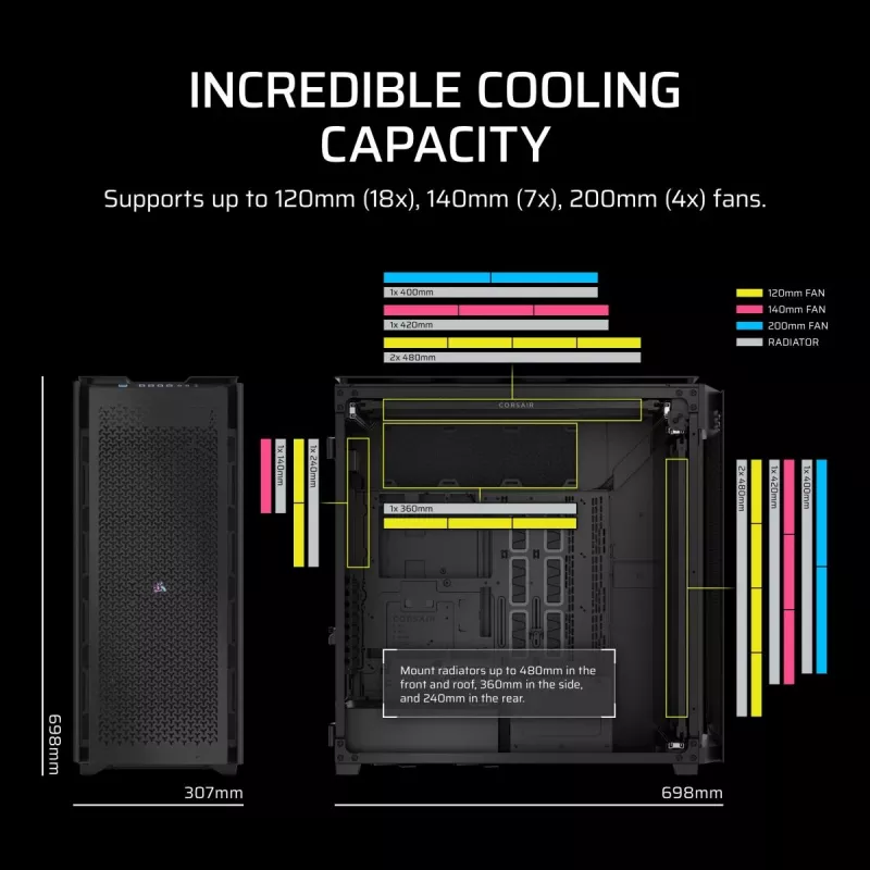 CORSAIR pc-behuizing – 9000D RGB Airflow Super Full-Tower