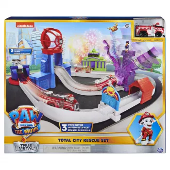 PAW Patrol, True Metal Total City Rescue filmbaanset met exclusief Marshall-voertuig, schaal 1:55, speelgoed voor kinderen vanaf 3 jaar