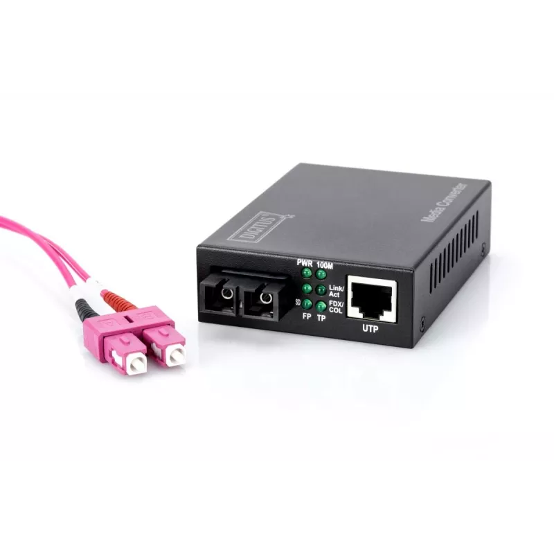 DIGITUS mediaconverter, multimode 10/100Base-TX naar 100Base-FX, incl. voeding SC-stekker, tot 2 km