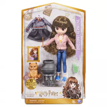 Wizarding World Harry Potter, 8 inch Brilliant Hermine Granger poppengeschenkset met 5 accessoires en 2 outfits, speelgoed voor kinderen vanaf 6 jaar