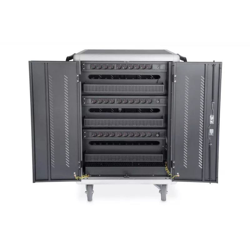 DIGITUS laad- en opbergwagen 15,6 inch USB-C 30 laadplaatsen PDU ventilator 1260 x 824 x 650 mm