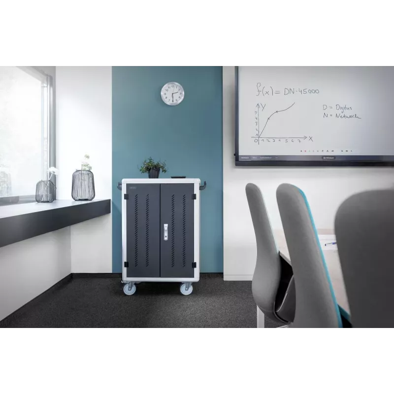DIGITUS laad- en opbergwagen 15,6 inch USB-C 30 laadplaatsen PDU ventilator 1260 x 824 x 650 mm