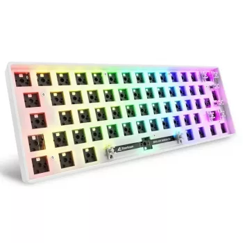 Compact 60% bedraad toetsenbord Sharkoon SKILLER SGK50 S4 — QWERTZ-indeling, RGB-verlichting, USB, 1,5 m kabel, wit