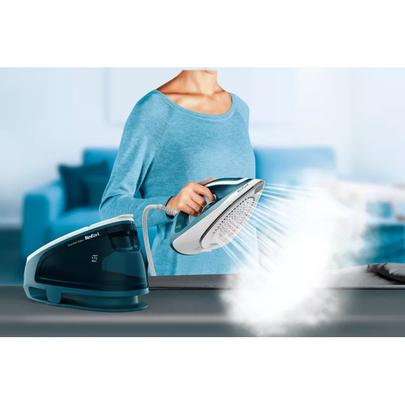 Tefal Express Easy SV6131E0 stoomstrijkstation, 5,8 bar, 120 g/min, 350 g/min stoomstoot, 1,7 l, automatische uitschakeling, wit/turquoise
