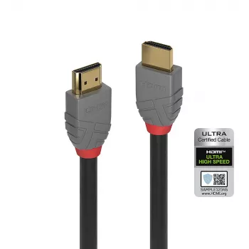 Lindy 3m Ultra High Speed HDMI-kabel, Anthra Line, 3 m, HDMI Type-A (standaard), HDMI Type-A (standaard), 3D, 48 Gbit/s, zwart