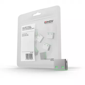 Lindy USB-poortblokkeerder (zonder sleutel) – verpakking van 10, kleurcode: groen