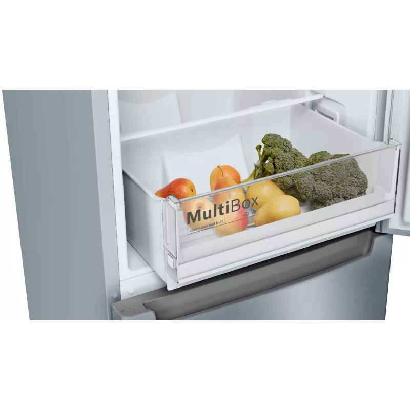 Bosch Serie 2 KGN33NLEB koel-vriescombinatie, vrijstaand, 279 l, No Frost, E, roestvrij staal
