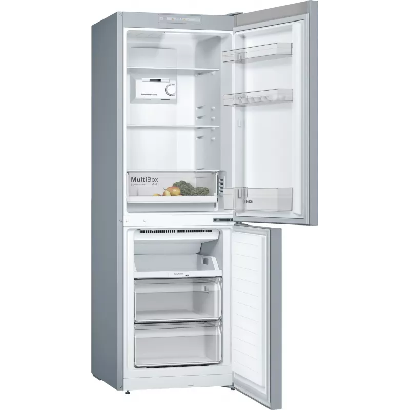 Bosch Serie 2 KGN33NLEB koel-vriescombinatie, vrijstaand, 279 l, No Frost, E, roestvrij staal
