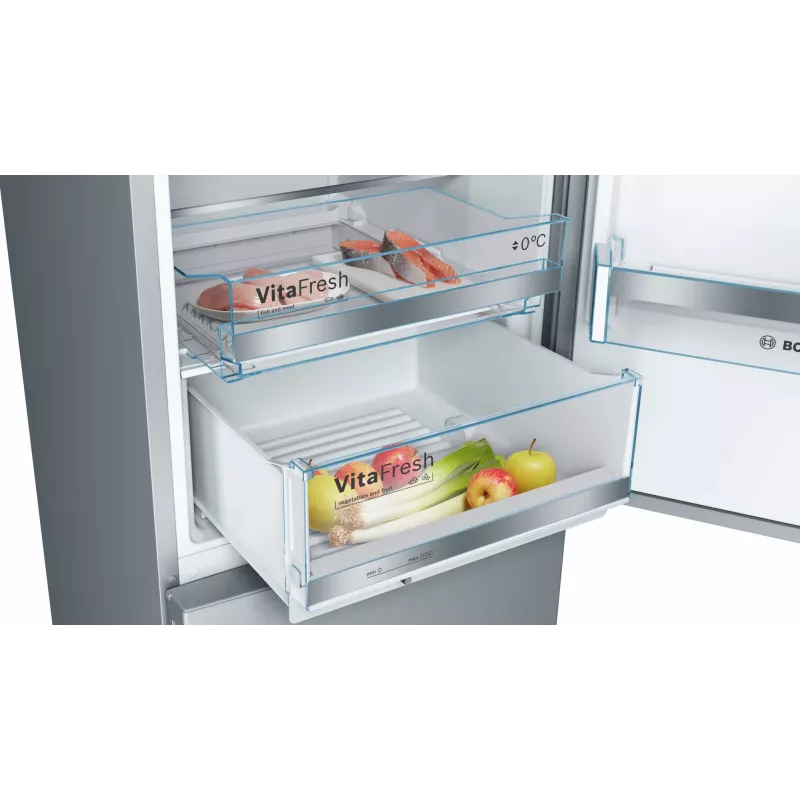 Bosch Serie 6 KGE39ALCA koel-vriescombinatie, vrijstaand, 201 cm, vriezer 94 l, C, roestvrij staal