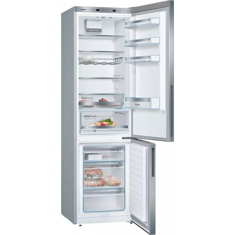 Bosch Serie 6 KGE39ALCA koel-vriescombinatie, vrijstaand, 201 cm, vriezer 94 l, C, roestvrij staal