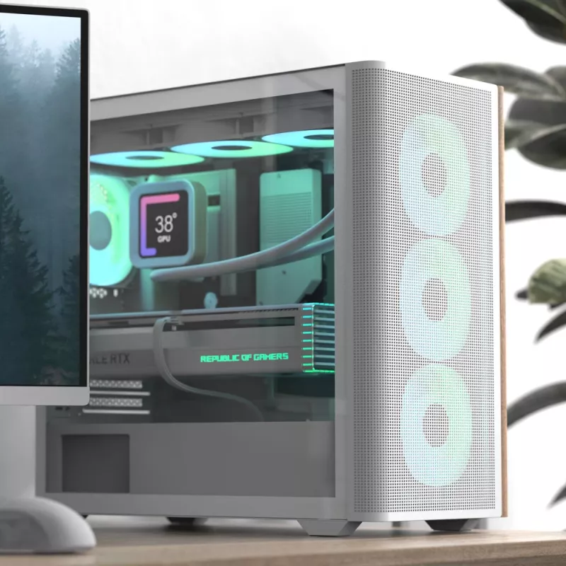 Aerocool D301A mini tower wit, hout