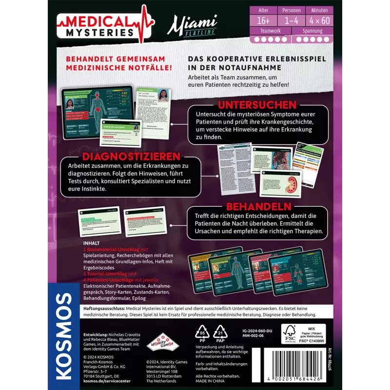 Kosmos Medical Mysteries - Miami Flatline 60 min Bordspel Deductie
