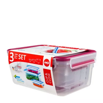 EMSA 508566 Bewaardoos Rechthoekig Set Transparant 3 stuks