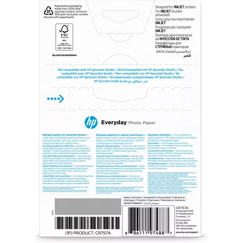 HP Everyday fotopapier, glanzend, 200 g/m², 10 x 15 cm (101 x 152 mm), 100 vel