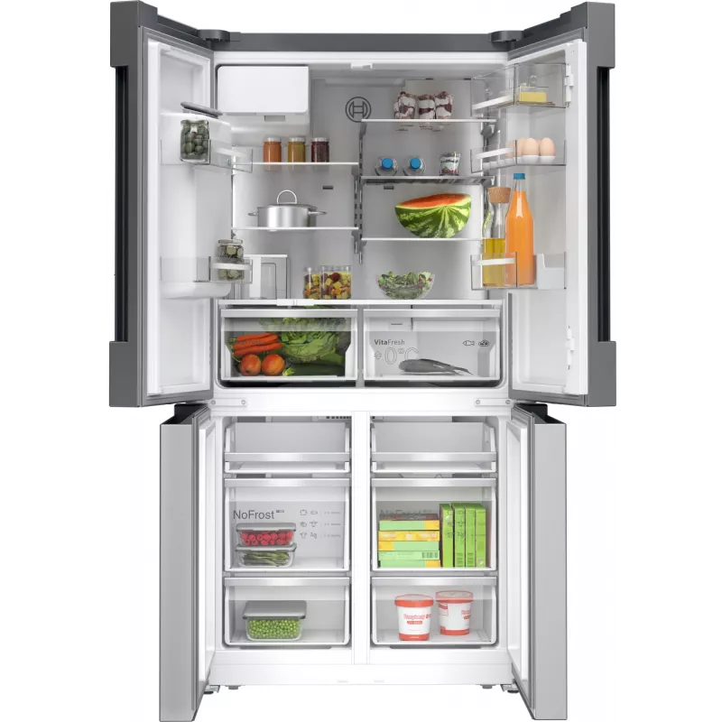 Bosch Serie 6 KFI96APEA French Door koel-vriescombinatie, 574 l (375 l koelkast + 199 l vriezer), energieklasse E, Home Connect, geborsteld roestvrij staal